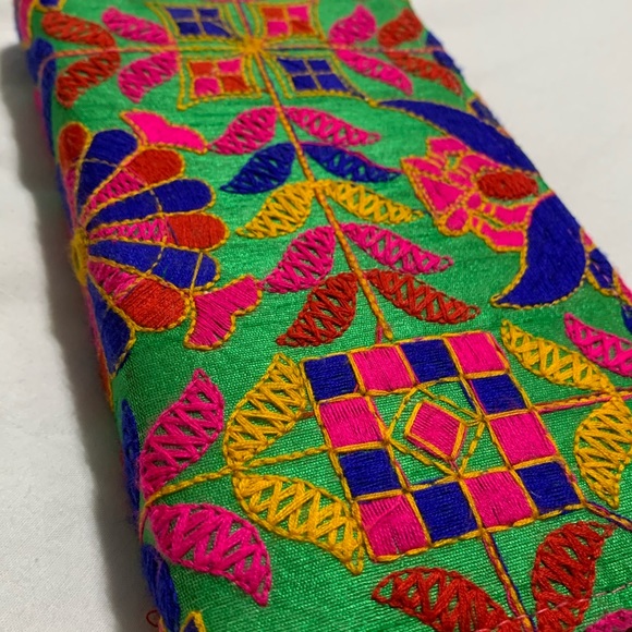 Multicolor Embroidered Zip Around Wallet/Clutch - Picture 8 of 10